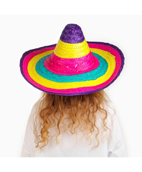 Sombrero Meksika Şapkası Renkli Örme Hasır Çocuk Boy