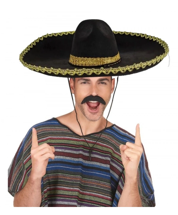 Sombrero Meksika Şapkası Mariachi Altın Şeritli Yetişkin Boy