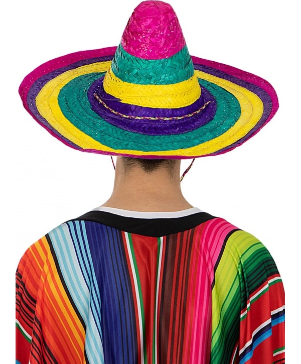 Sombrero Meksika Şapkası Renkli Örme Hasır Yetişkin Boy