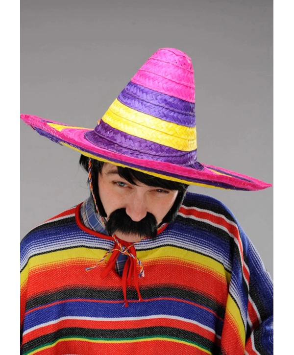 Sombrero Meksika Şapkası Renkli Örme Hasır Yetişkin Boy