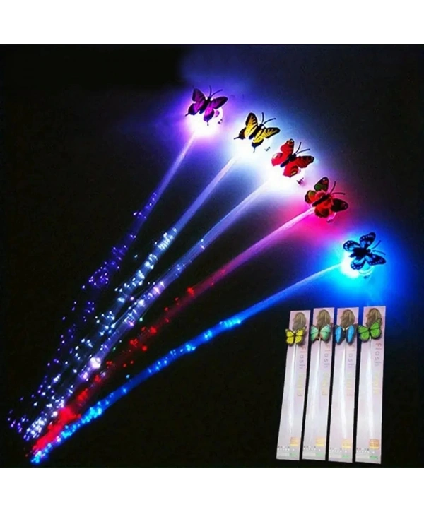 Led Fiber Optik Işıklı Kelebek Saç Klipsi 1 Adet