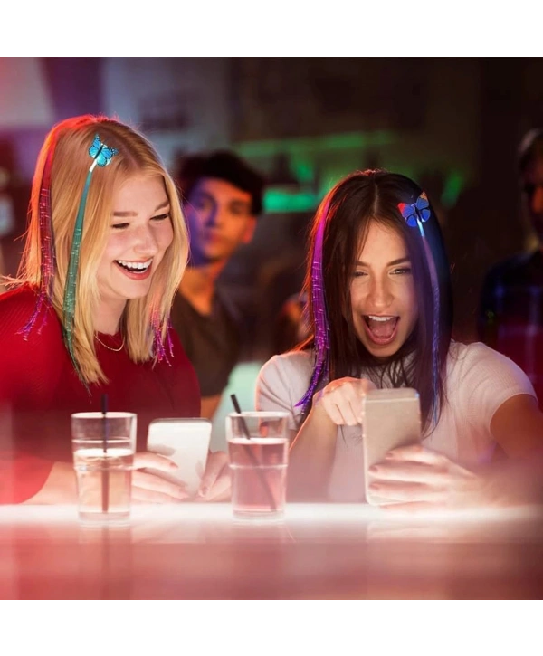 Led Fiber Optik Işıklı Kelebek Saç Klipsi 1 Adet