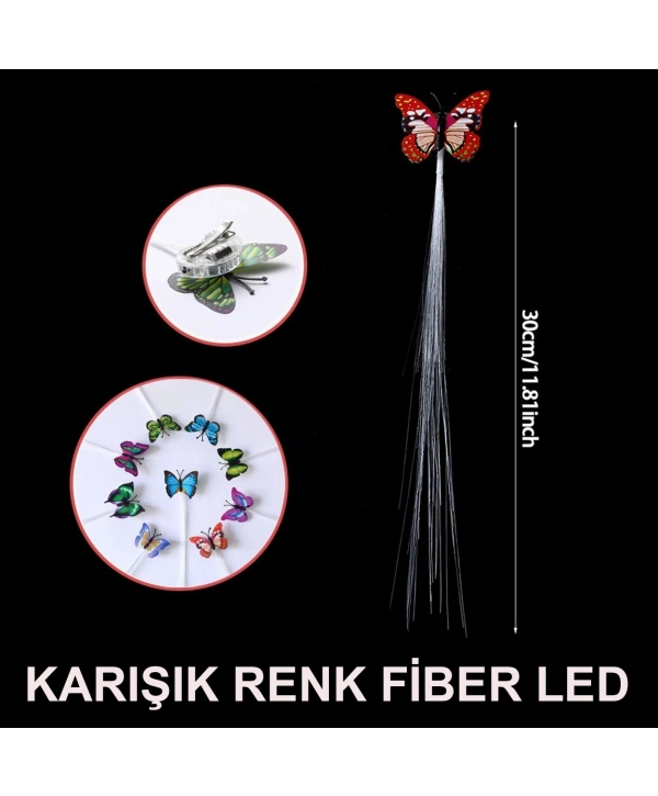 Led Fiber Optik Işıklı Kelebek Saç Klipsi 1 Adet