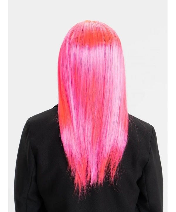 Şeker Pembesi Koyu Pembe Renk Uzun Düz Parti Peruğu