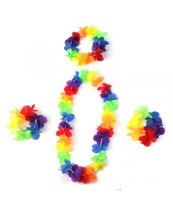 Rengarenk Hawaii Kolye Taç Bileklik Seti 4 Parça