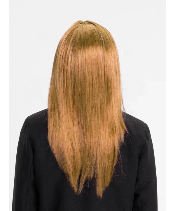 Altın Renk Düz Kesim İçi Astarlı Uzun Parti Peruğu Takma Saç