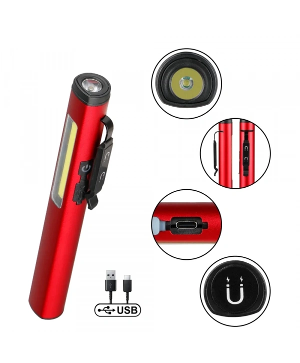 Şarjlı Mıknatıslı Çalışma Lambası Cep Feneri  Wt-307-s