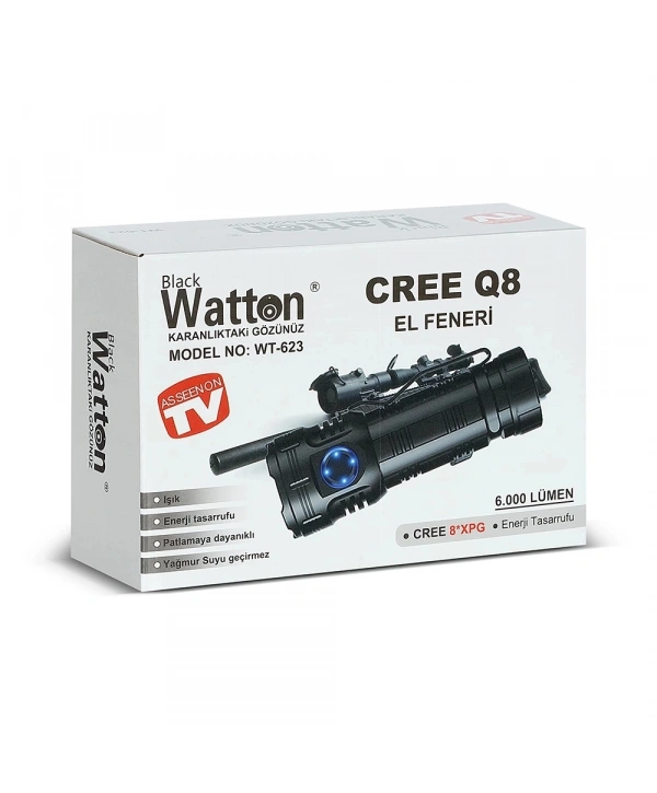 Cree Q8- Xpg 8+1 Led  Şarjlı El Feneri  Wt-623
