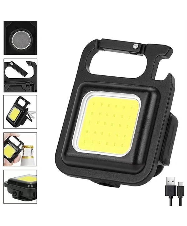 Hs-37 Led Anahtarlıklı Cep Boy Cob Led Metal Kasa Mıknatıslı Şişe Açacağı Usb’li Şarj Edilebilir El Feneri