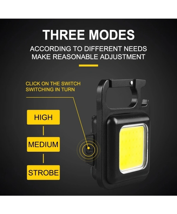 Hs-37 Led Anahtarlıklı Cep Boy Cob Led Metal Kasa Mıknatıslı Şişe Açacağı Usb’li Şarj Edilebilir El Feneri