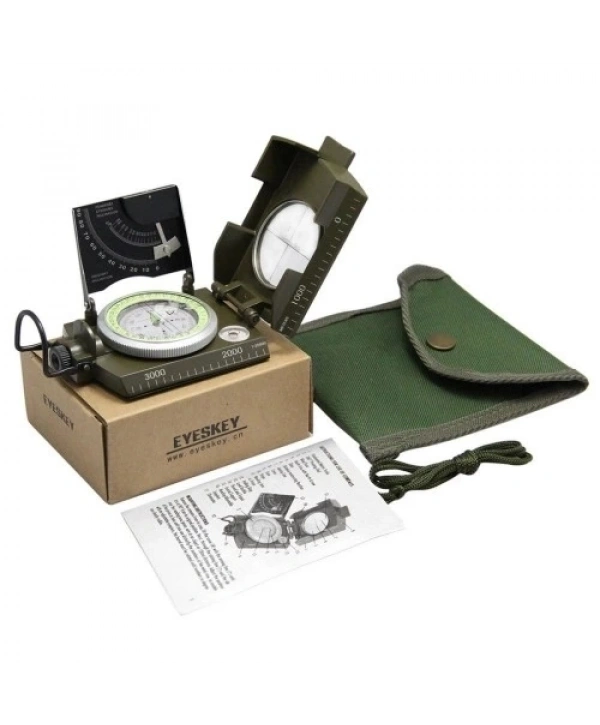 Prizmatik Suya Dayanıklı Işıltılı Pusula Ile Kılıfı Askeri Ordu Kamp Yürüyüş Seyahat Için Jeoloji Pusula