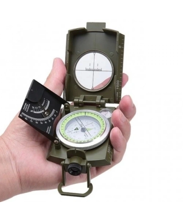 Prizmatik Suya Dayanıklı Işıltılı Pusula Ile Kılıfı Askeri Ordu Kamp Yürüyüş Seyahat Için Jeoloji Pusula