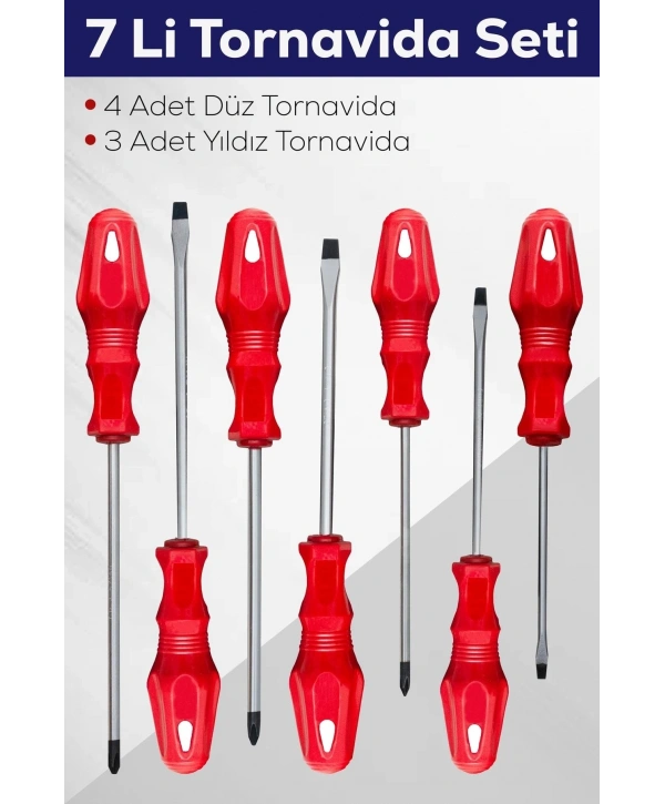 7li Tornavida Seti (4 Adet Düz Tornavida 3 Adet Yıldız Tornavida)
