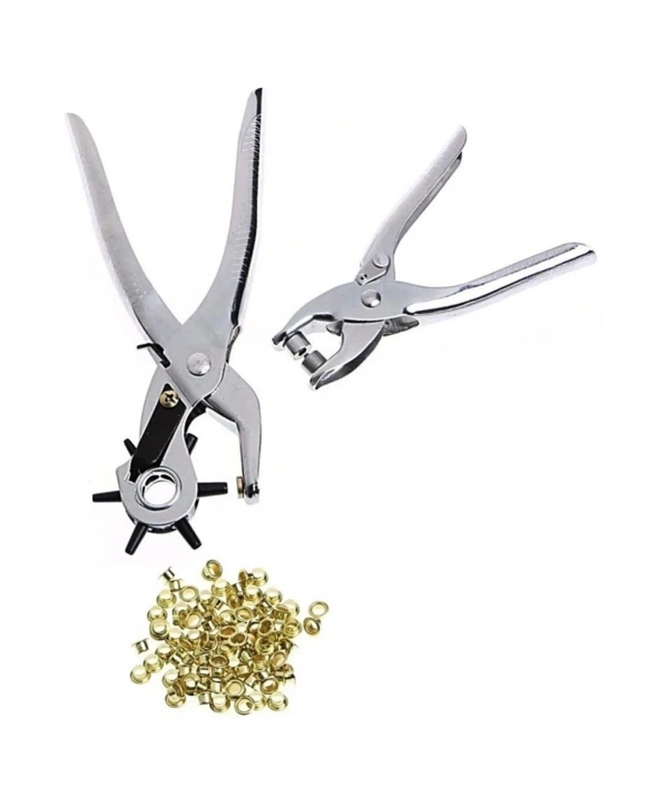 Kemer Delme Ve Perçin Pensesi Ikli Set Deri Plastik Delici