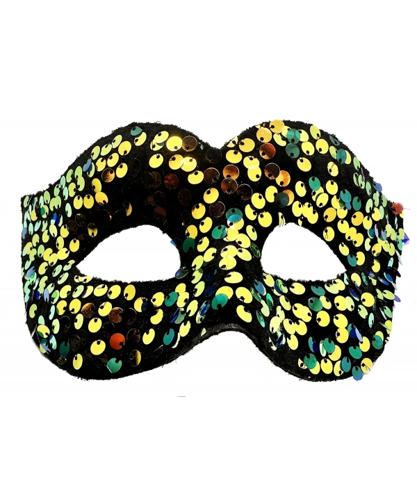 Altın Renk Arkadan Lastikli Pul Payet İşlemeli Balo After Parti Maskesi