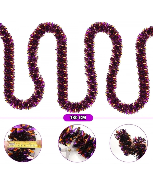 Mor Turuncu Renk 4 Cm Genişlik Garland Çift Renk Sim Süs 180 Cm