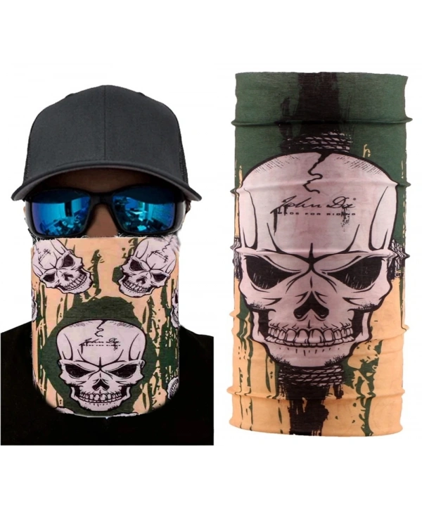 Haki Yeşil Renk Üzeri Likralı Kuru Kafa Kafatası Baskılı Baf Buff Bandana 25x48 Cm