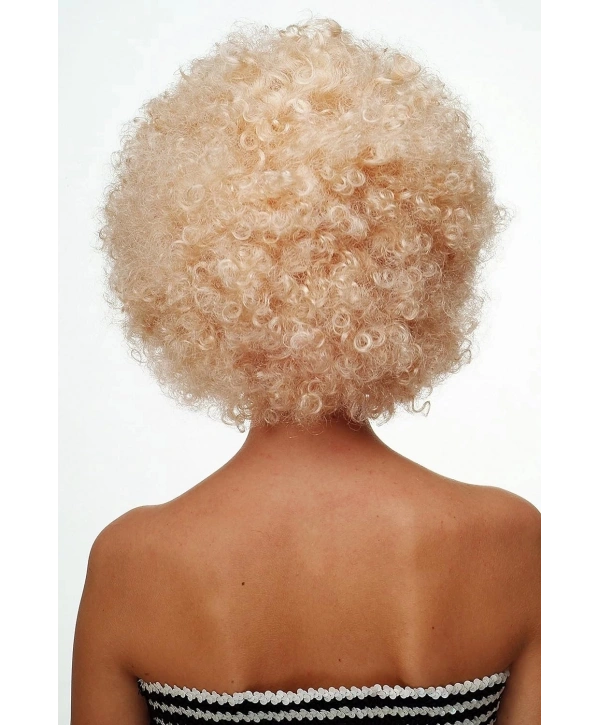 Altın Renk Kıvırcık Afro Bonus Peruk Saç Parti Peruğu Platin Gold