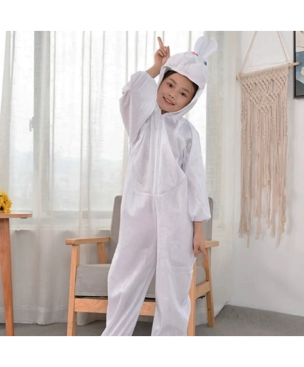 Çocuk Tavşan Kostümü Beyaz Renk 2-3 Yaş 80 Cm