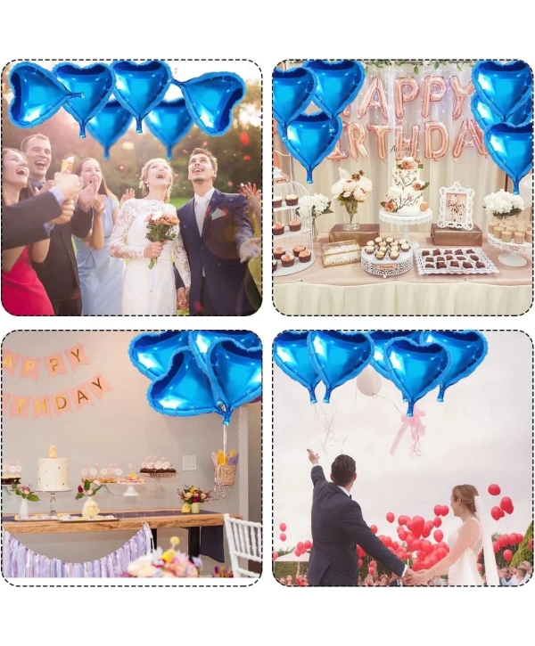 Metalize Parlak Mavi Kalp Şekilli Uçan Balon Folyo 18 İnç 45 Cm 25 Adet
