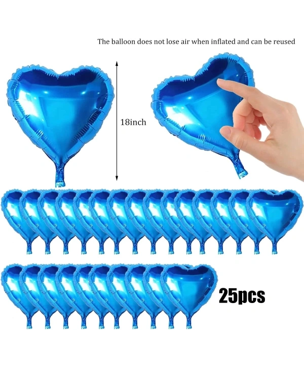 Metalize Parlak Mavi Kalp Şekilli Uçan Balon Folyo 18 İnç 45 Cm 25 Adet