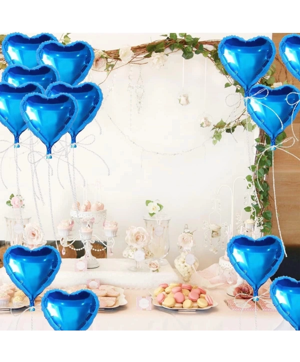 Metalize Parlak Mavi Kalp Şekilli Uçan Balon Folyo 18 İnç 45 Cm 25 Adet