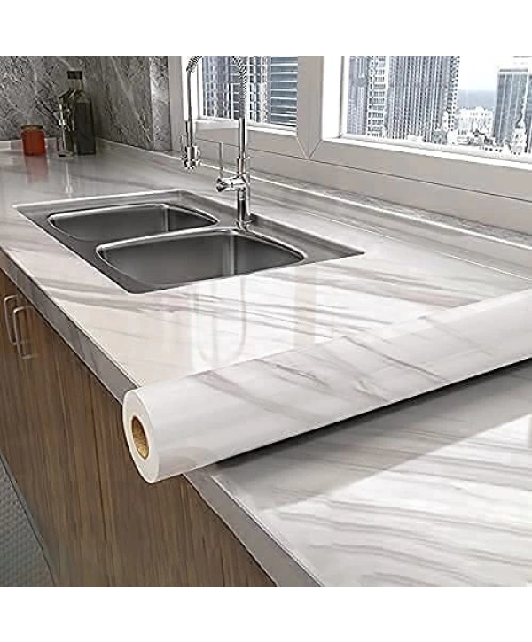 Açık Mermer Desenli Yapışkanlı Kaplama Kağıdı  Büyük Boy 5 Metre