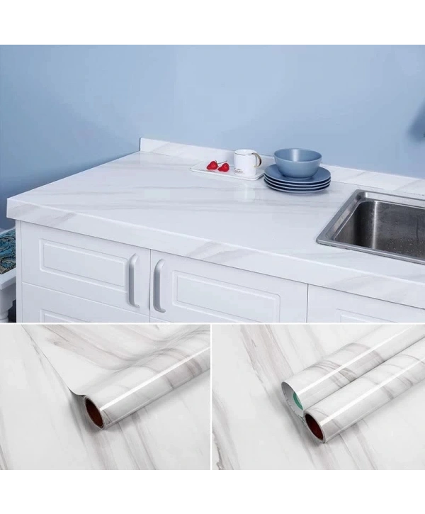 Açık Mermer Desenli Yapışkanlı Kaplama Kağıdı  Büyük Boy 5 Metre