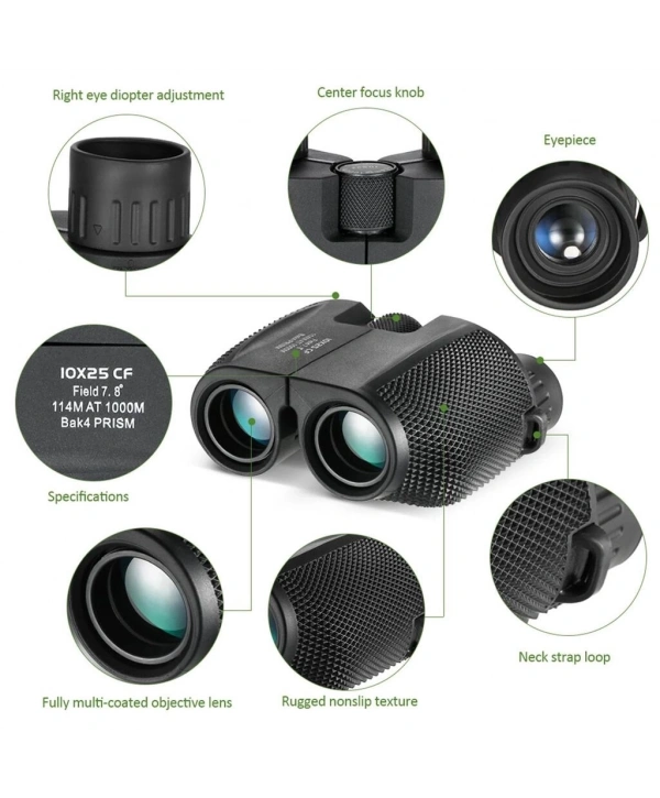 10x25 Kompakt Dürbün Yüksek Güçlü Açık Spor Teleskop Cep Kapsamı Konser Seyahat Çocuklar İçin Hediye