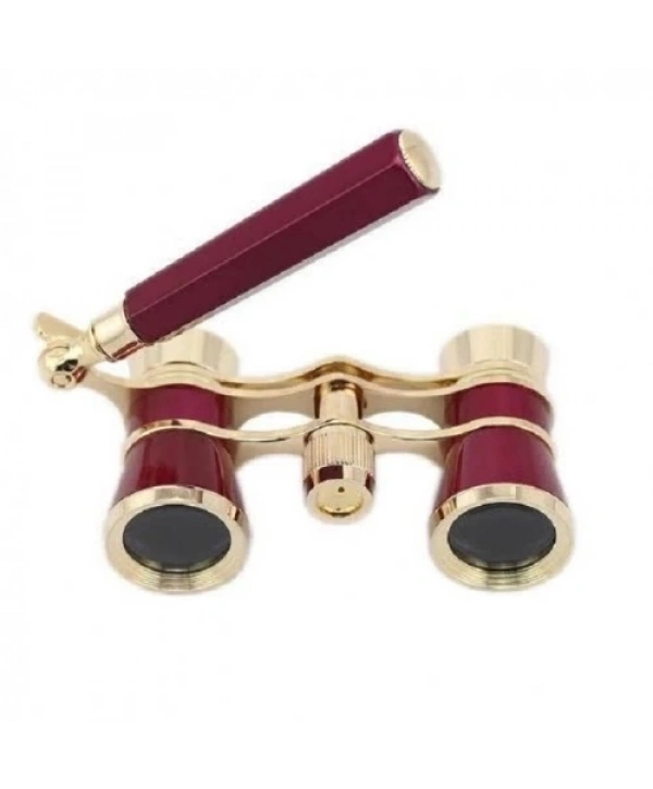 Nefis Işlemeli, Tiyatro / Opera Dürbünü 3x25 Prinç Metal Kaplamalı Retro Kahverengi