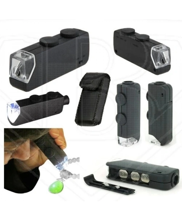 Mini 60x 100x Zoom Lens Odak Takı Led Cep Mikroskop Büyüteç