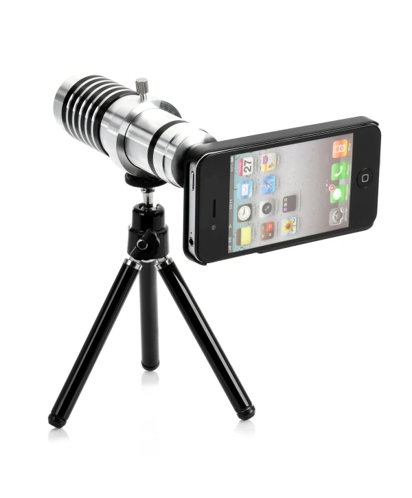 İphone5,5s,i̇phone4.4s Için Alüminyum 14x Optik Zoom Yakından Görüntü Çekme Dürbün