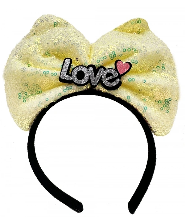 Led Işıklı 3 Farklı Fonksiyonda Yanan Gümüş Love Yazılı Sarı Fiyonk Taç 20x17 Cm