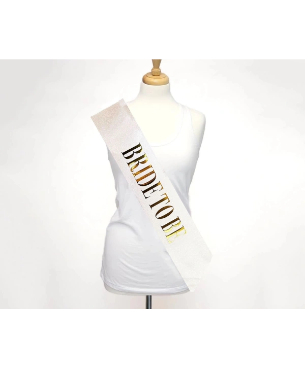 Beyaz Üzeri Altın Büyük Bride To Be Yazılı Simli Işıltılı Kuşak Kemer 10 Cm Genişlik