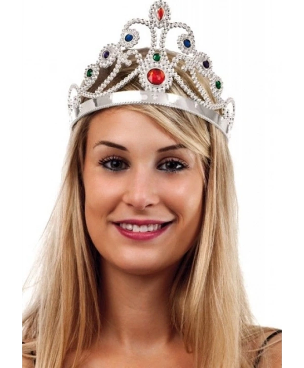 Gümüş Renk Plastik Prenses Tacı Kraliçe Tacı 60 Cm