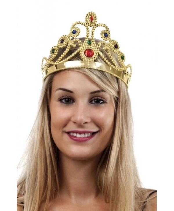 Altın Renk Plastik Prenses Tacı Kraliçe Tacı 60 Cm
