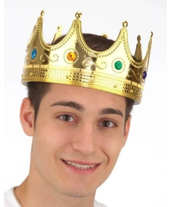 Altın Renk Yetişkin Çocuk Uyumlu Kral Tacı 60 Cm