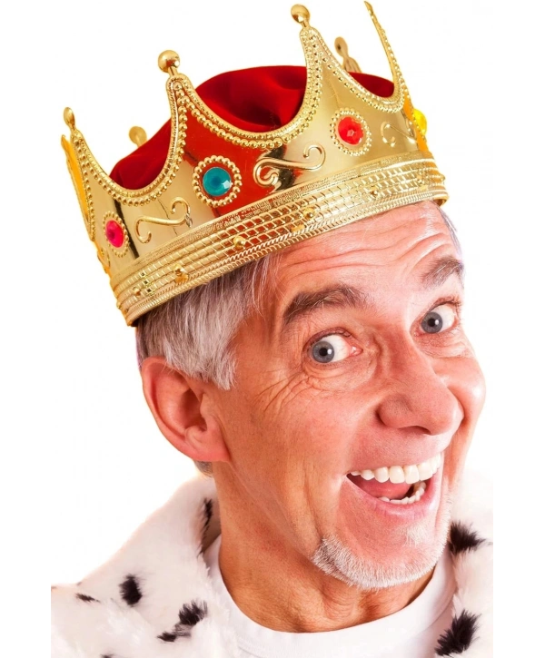 Altın Renk Yetişkin Çocuk Uyumlu Kral Tacı 60 Cm