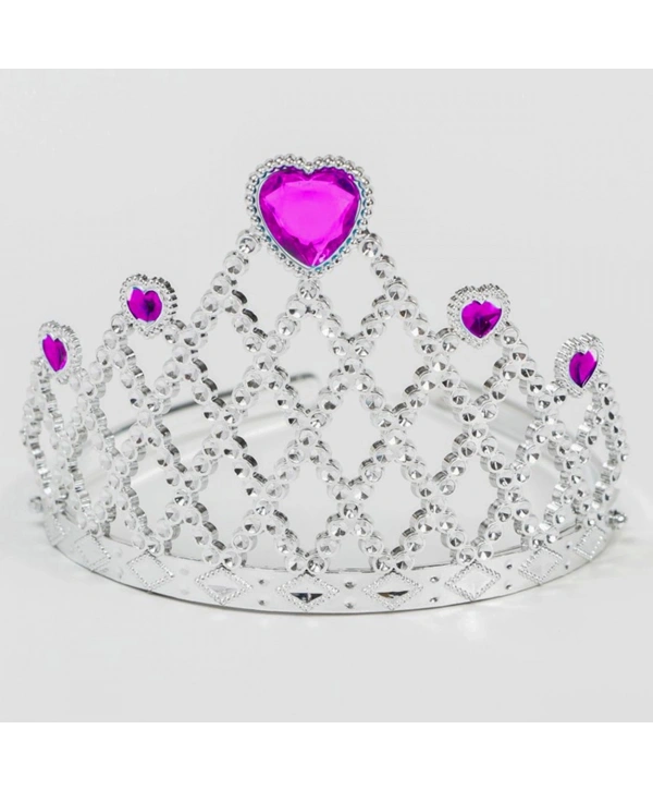 Fuşya Kalpli Gümüş Renk Kraliçe Tacı Prenses Tacı