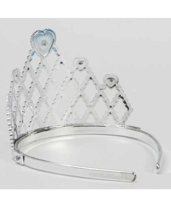 Mavi Kalpli Gümüş Renk Kraliçe Tacı Prenses Tacı