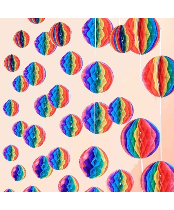 Gökkuşağı Renkli 30 Cm Rengarenk Kağıt Süs Fener 1 Adet