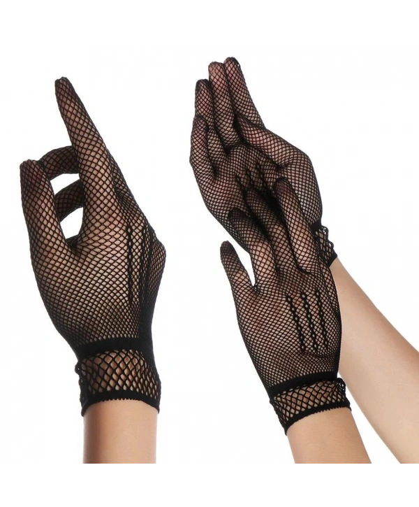 Siyah Renk Likralı File Eldiven Parmaklı Örgü Eldiven Yetişkin Boy