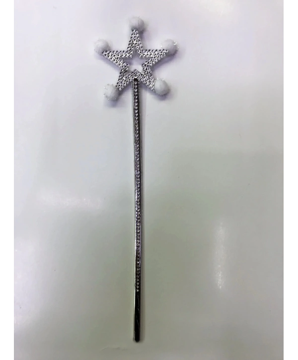 Yıldız Peri Asası Sihirli Değnek Beyaz Ponponlu