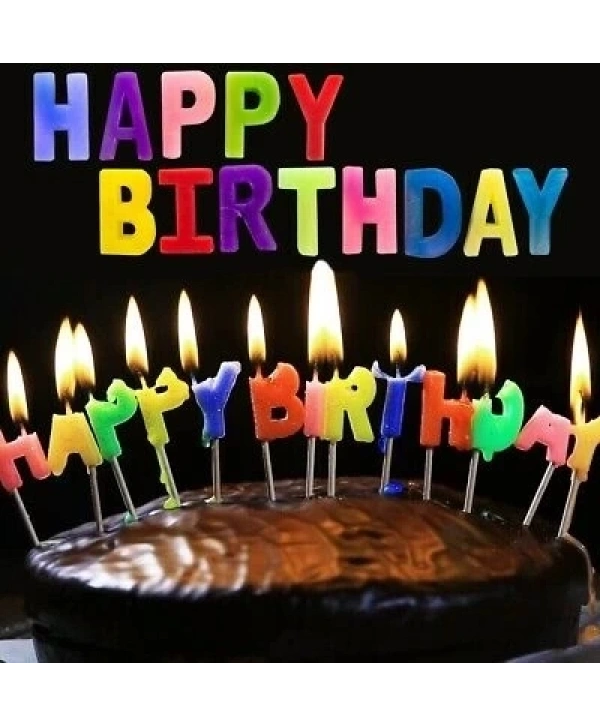 Rengarenk Happy Birthday Yazılabilen Doğum Günü Mumu