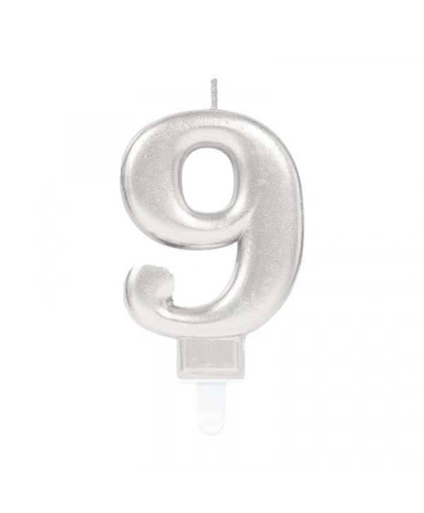 9 Rakam Mum Gümüş Renk