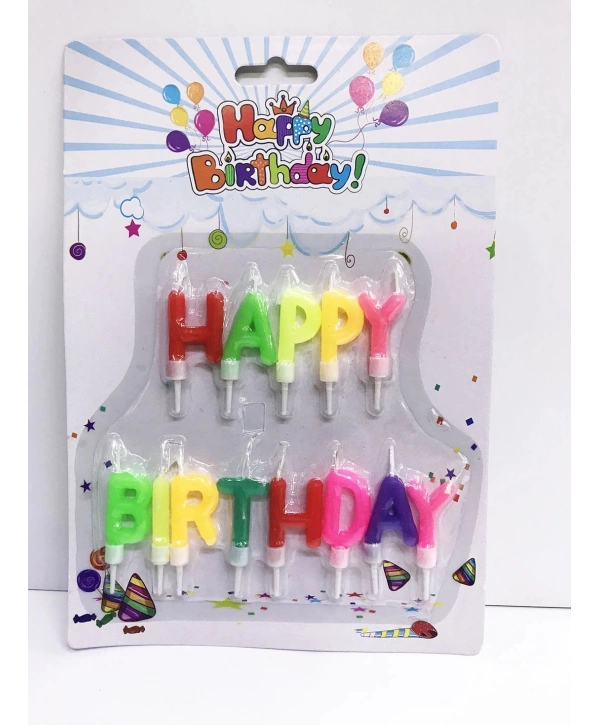 Happy Birthday Yazılabilen Rengarenk Doğum Günü Mumu