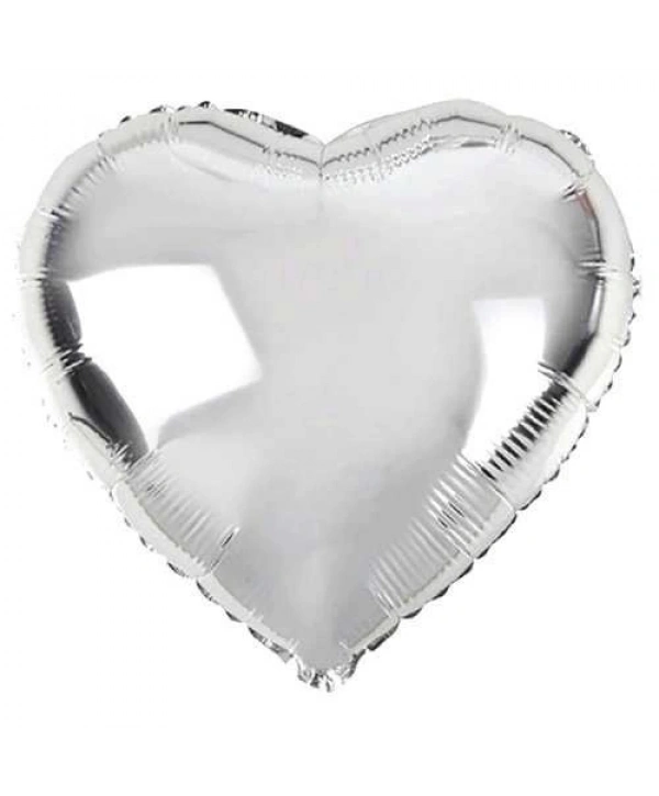 Kalp Şekilli Gümüş Renk Folyo Balon 45 Cm 5 Adet