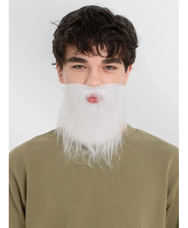 Beyaz Kırçıllı Arkadan Lastikli Beyaz Takma Sakal Yetişkin Çocuk Uyumlu
