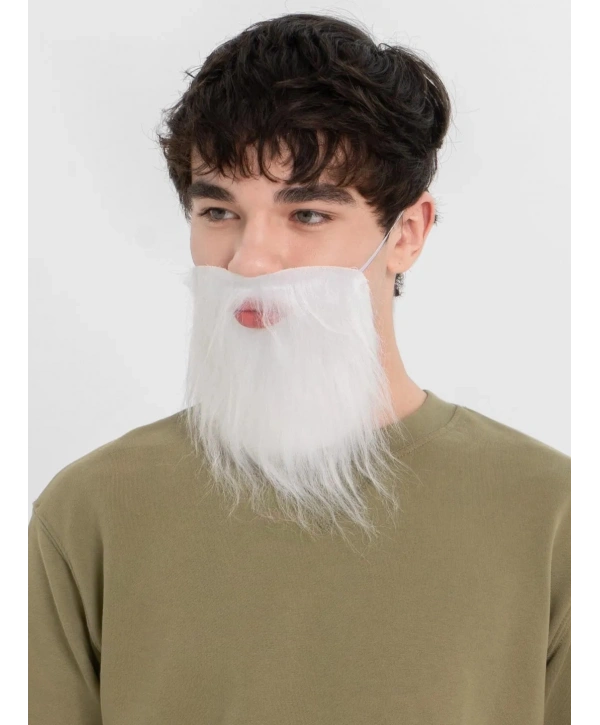Beyaz Kırçıllı Arkadan Lastikli Beyaz Takma Sakal Yetişkin Çocuk Uyumlu