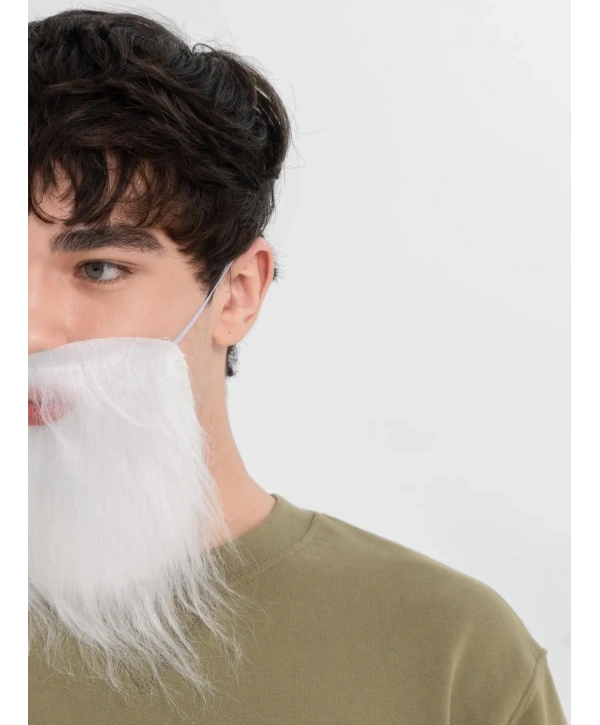 Beyaz Kırçıllı Arkadan Lastikli Beyaz Takma Sakal Yetişkin Çocuk Uyumlu